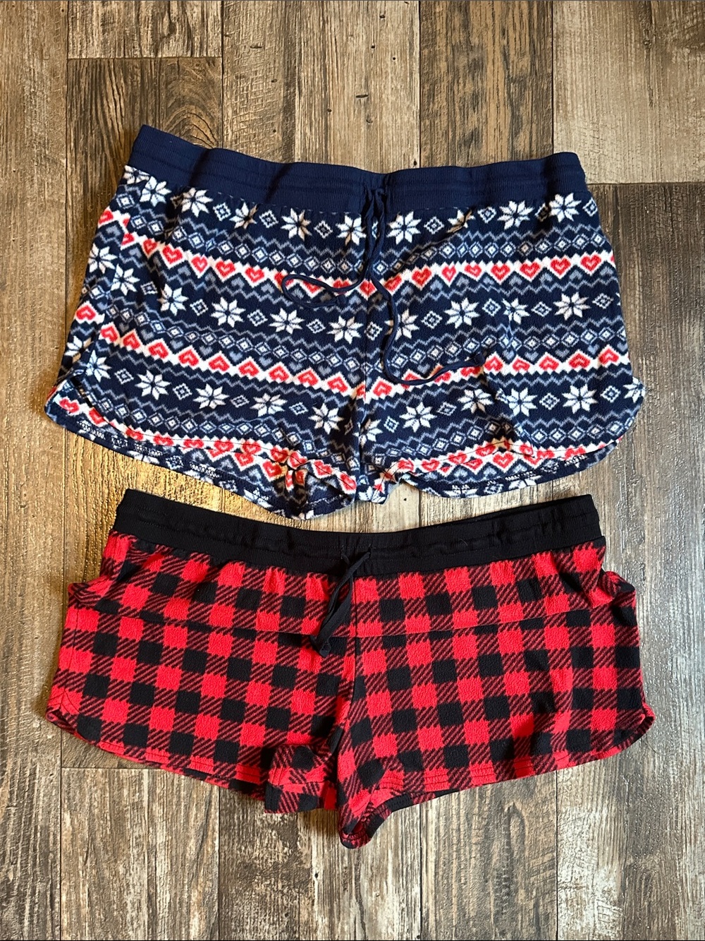 Women's Navy Fair Isle and Red Buffalo Plaid Pajama Shorts - Pack of 2